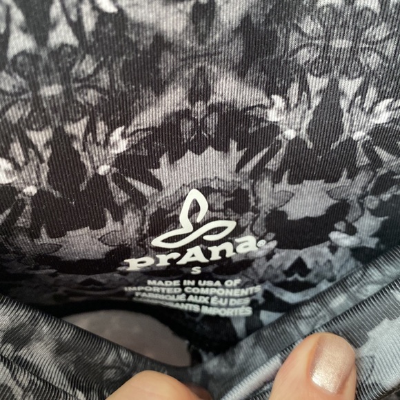 S Prana Baja athletic shorts in black and white with multicolored sides. - Picture 2 of 4